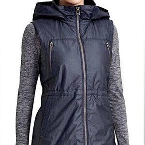 Athleta Rockview Alpine Air Hooded Hoodie Vest Cargo Style Black Small